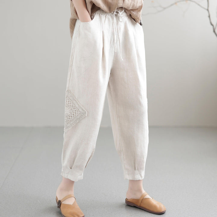 Women Summer Casual Loose Hollow Thin Linen Pants - ZYLIRA