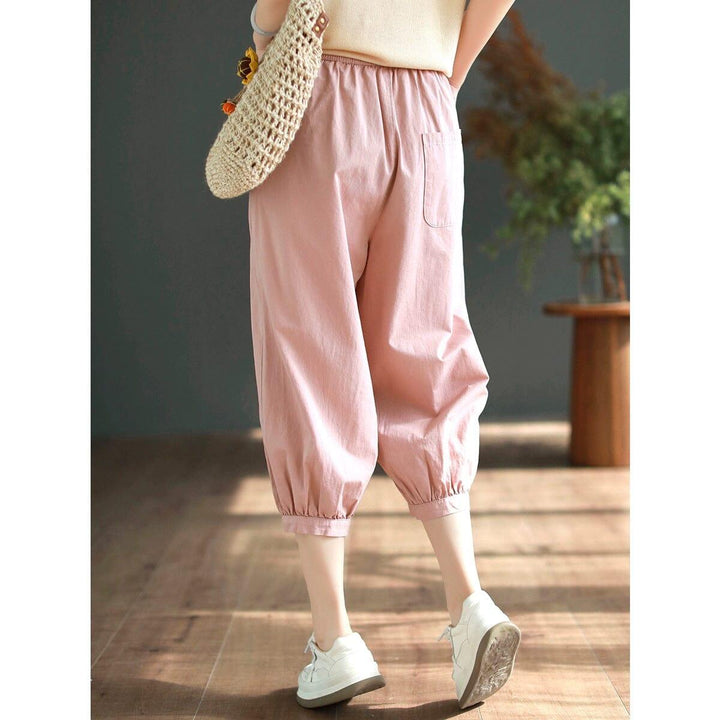 Women Summer Cottotton Solid Calf-length Harem Pants - ZYLIRA