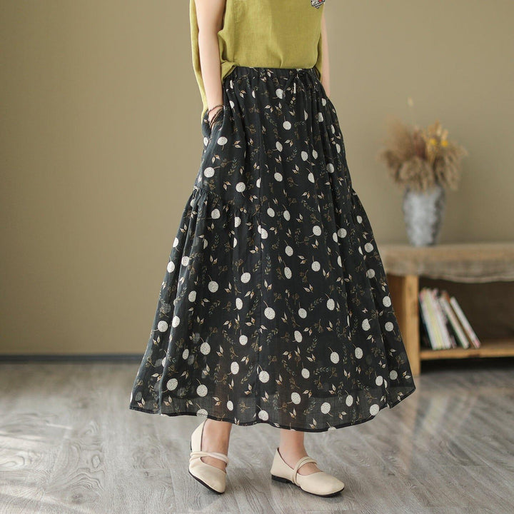 Women Summer Floral Print Casual A-Line Skirt - ZYLIRA