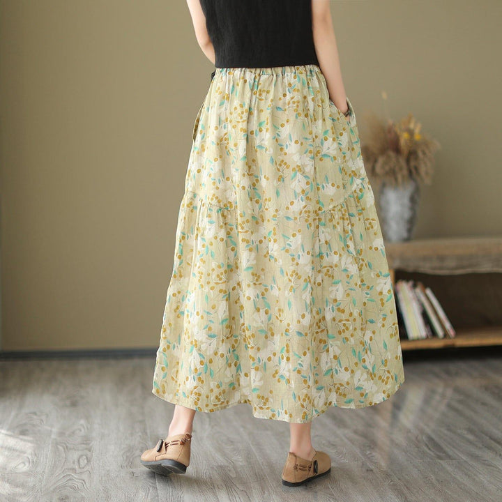 Women Summer Floral Print Casual A-Line Skirt - ZYLIRA