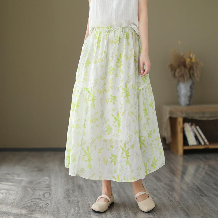 Women Summer Floral Print Casual A-Line Skirt - ZYLIRA