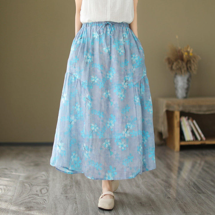 Women Summer Floral Print Casual A-Line Skirt - ZYLIRA