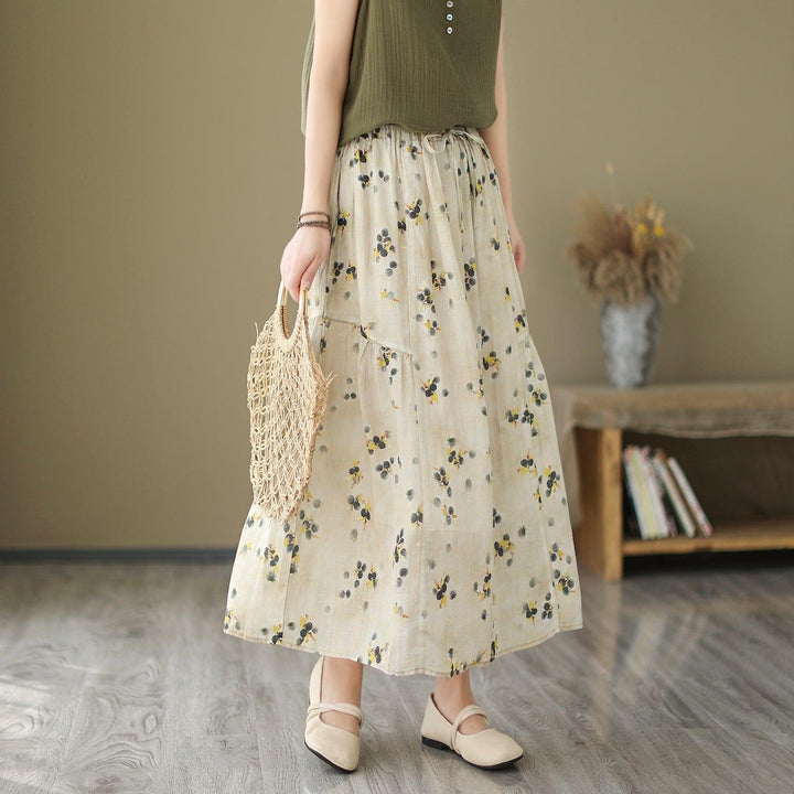 Women Summer Floral Print Casual A-Line Skirt - ZYLIRA