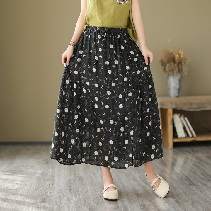 Women Summer Floral Print Casual A-Line Skirt - ZYLIRA