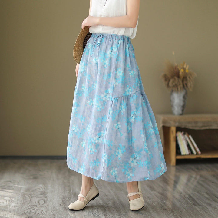 Women Summer Floral Print Casual A-Line Skirt - ZYLIRA