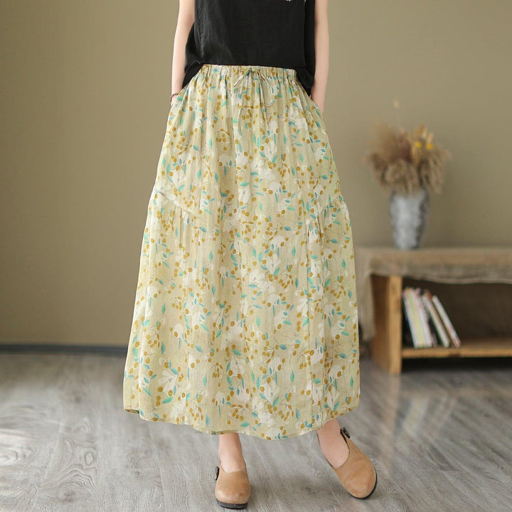 Women Summer Floral Print Casual A-Line Skirt - ZYLIRA