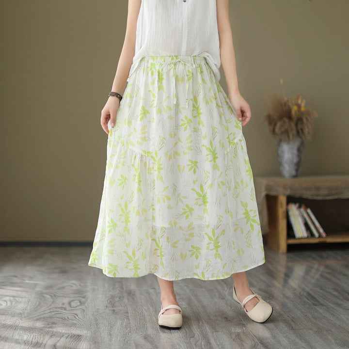 Women Summer Floral Print Casual A-Line Skirt - ZYLIRA