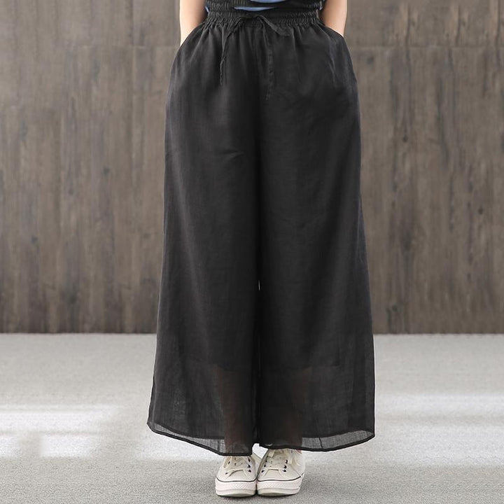 Women Summer Linen Wide Leg Pants - ZYLIRA