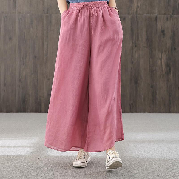 Women Summer Linen Wide Leg Pants - ZYLIRA