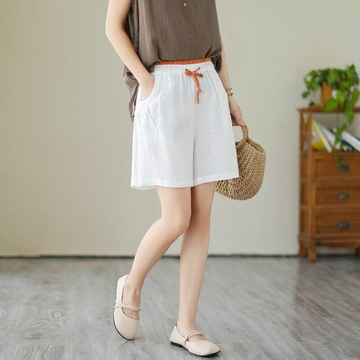 Women Summer Minimalist Linen Loose Shorts - ZYLIRA