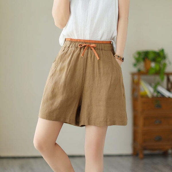 Women Summer Minimalist Linen Loose Shorts - ZYLIRA