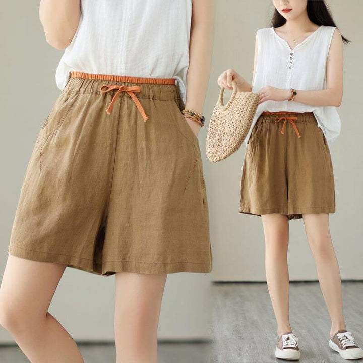 Women Summer Minimalist Linen Loose Shorts - ZYLIRA