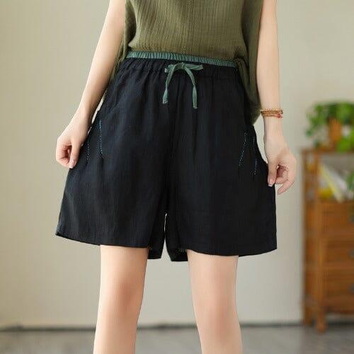 Women Summer Minimalist Linen Loose Shorts - ZYLIRA