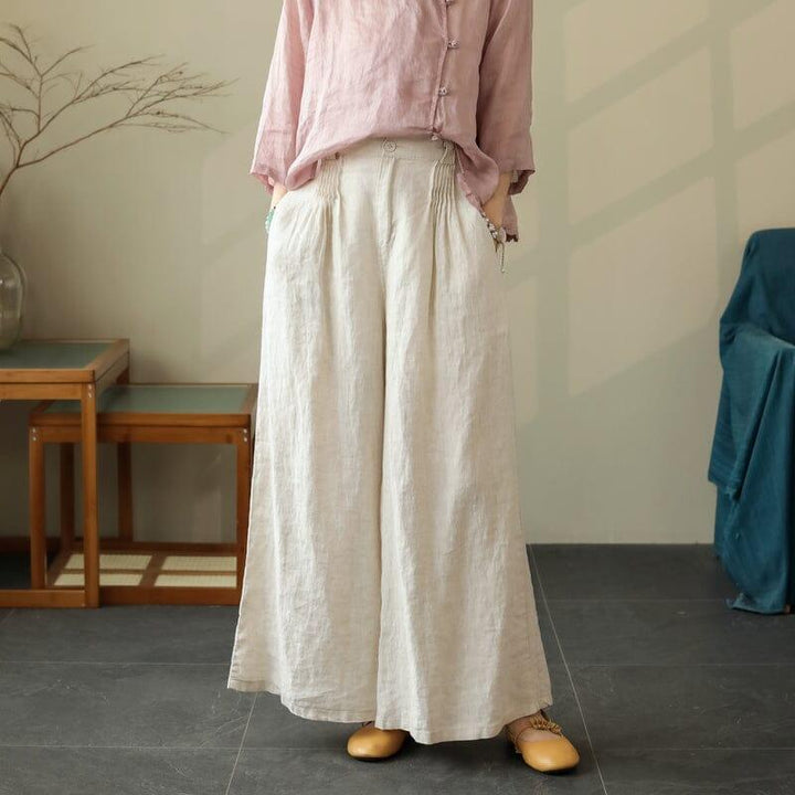 Women Summer Minimalist Linen Wide Leg Pants - ZYLIRA