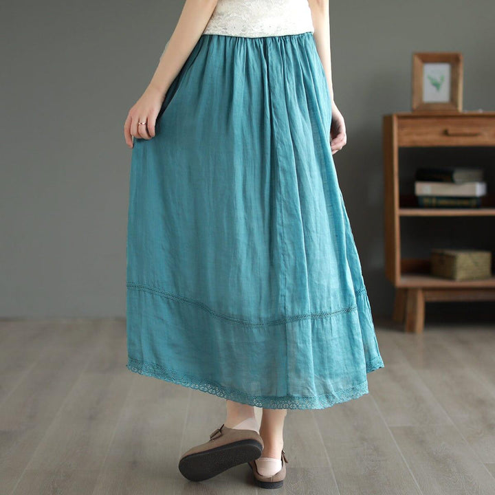 Women Summer Retro Linen A-Line Skirt - ZYLIRA