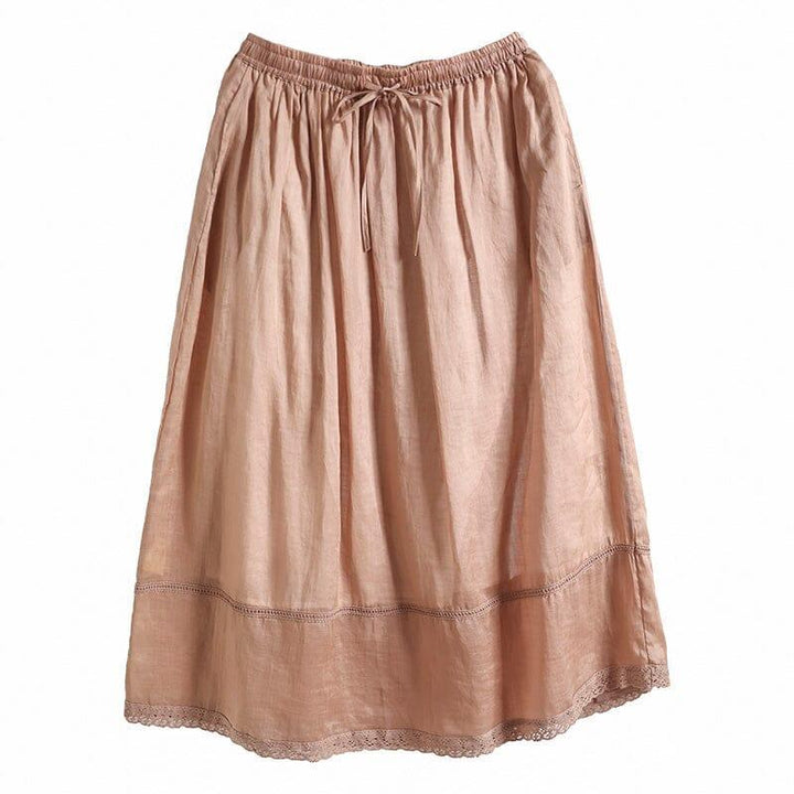 Women Summer Retro Linen A-Line Skirt - ZYLIRA