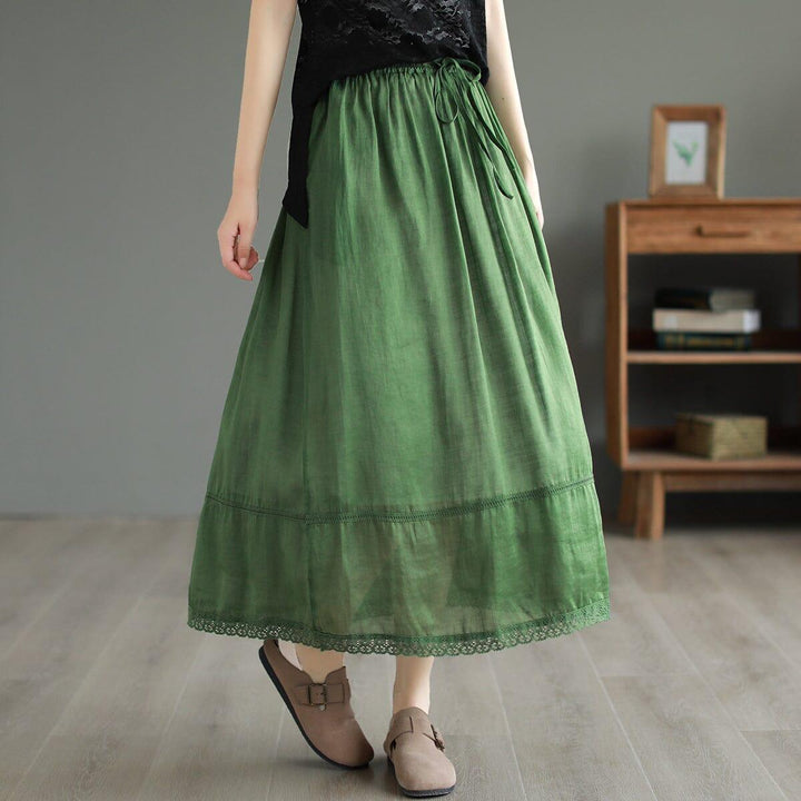 Women Summer Retro Linen A-Line Skirt - ZYLIRA