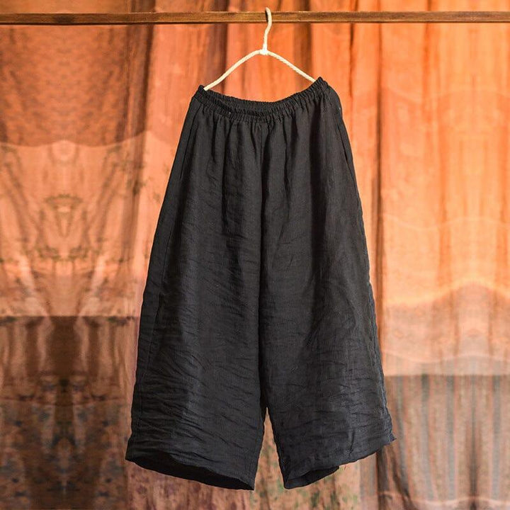 Women Summer Retro Loose Linen Wide Leg Pants - ZYLIRA