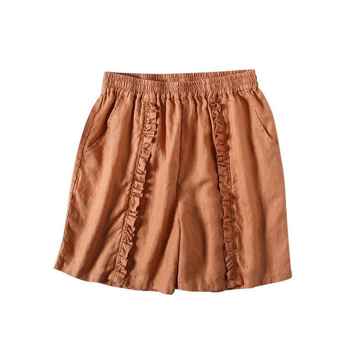 Women Summer Ruffle Cotton Linen Loose Shorts - ZYLIRA