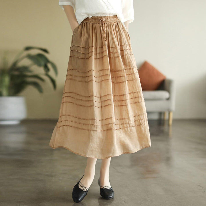 Women Summer Thin Linen Casual A-Line Skirt - ZYLIRA