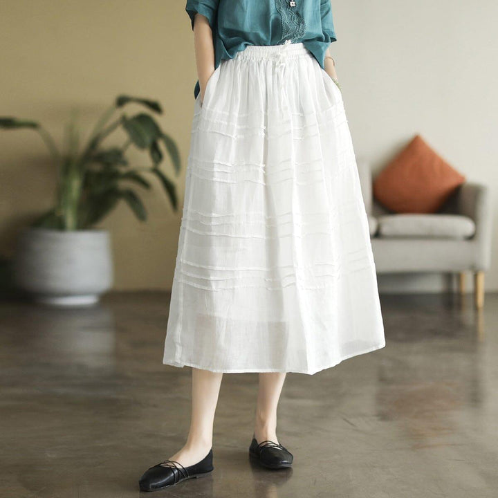 Women Summer Thin Linen Casual A-Line Skirt - ZYLIRA