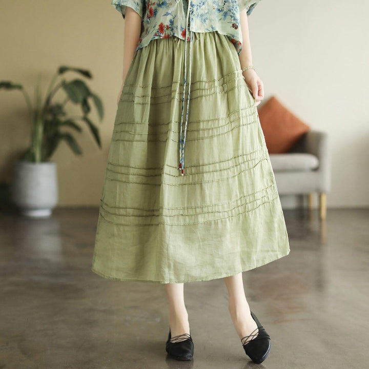 Women Summer Thin Linen Casual A-Line Skirt - ZYLIRA