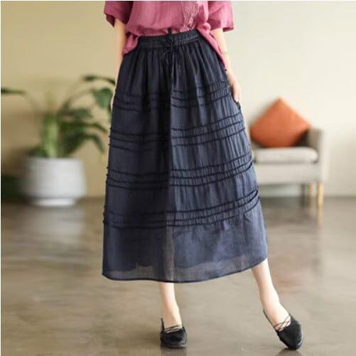 Women Summer Thin Linen Casual A-Line Skirt - ZYLIRA