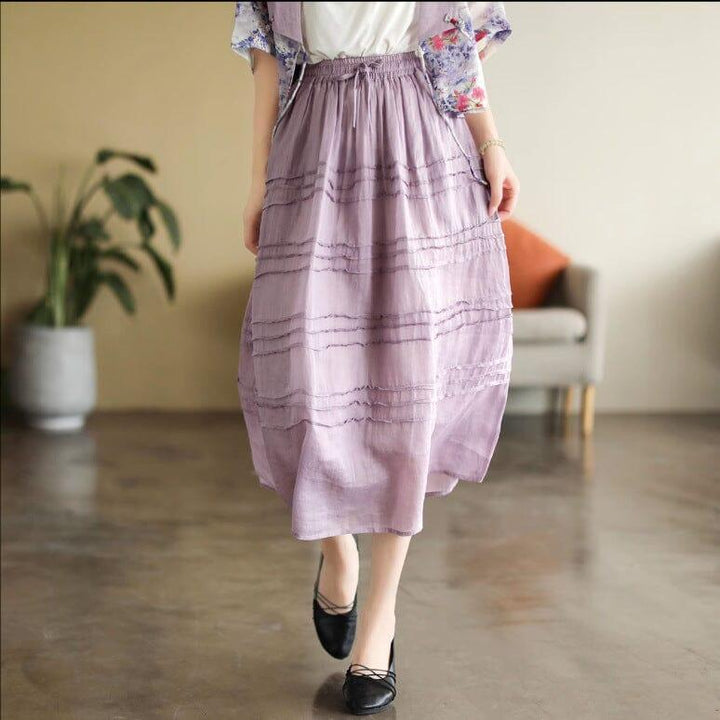 Women Summer Thin Linen Casual A-Line Skirt - ZYLIRA