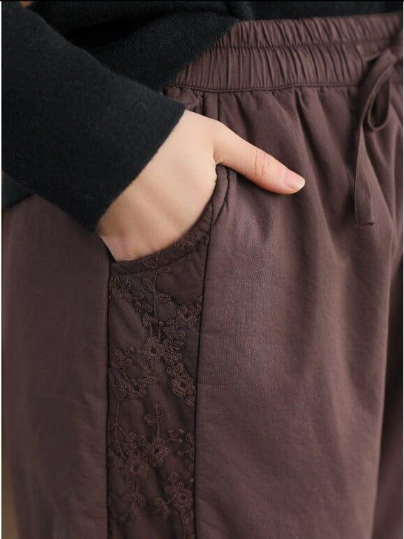 Women Winter Cotton Lace Patchwork Quilted Pants - ZYLIRA