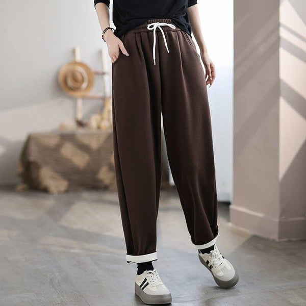 Women Winter Furred Casual Minimalist Pants - ZYLIRA