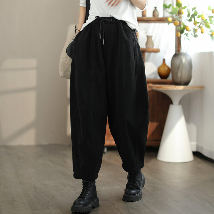 Women Winter Minimalist Corduroy Loose Furred Pants - ZYLIRA