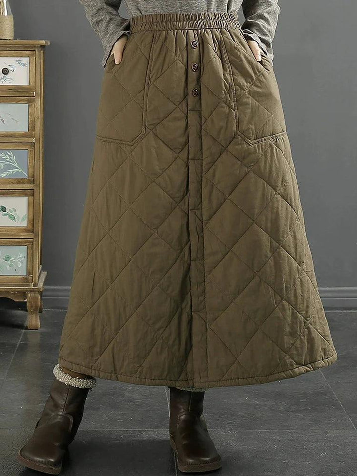 Women Winter Retro Casual Cotton Quilted Skirt - ZYLIRA