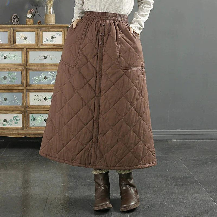 Women Winter Retro Casual Cotton Quilted Skirt - ZYLIRA