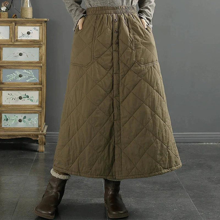 Women Winter Retro Casual Cotton Quilted Skirt - ZYLIRA