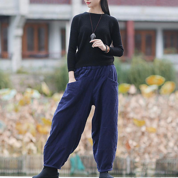 Women Winter Thicken Casual Loose Wide Leg Pants - ZYLIRA